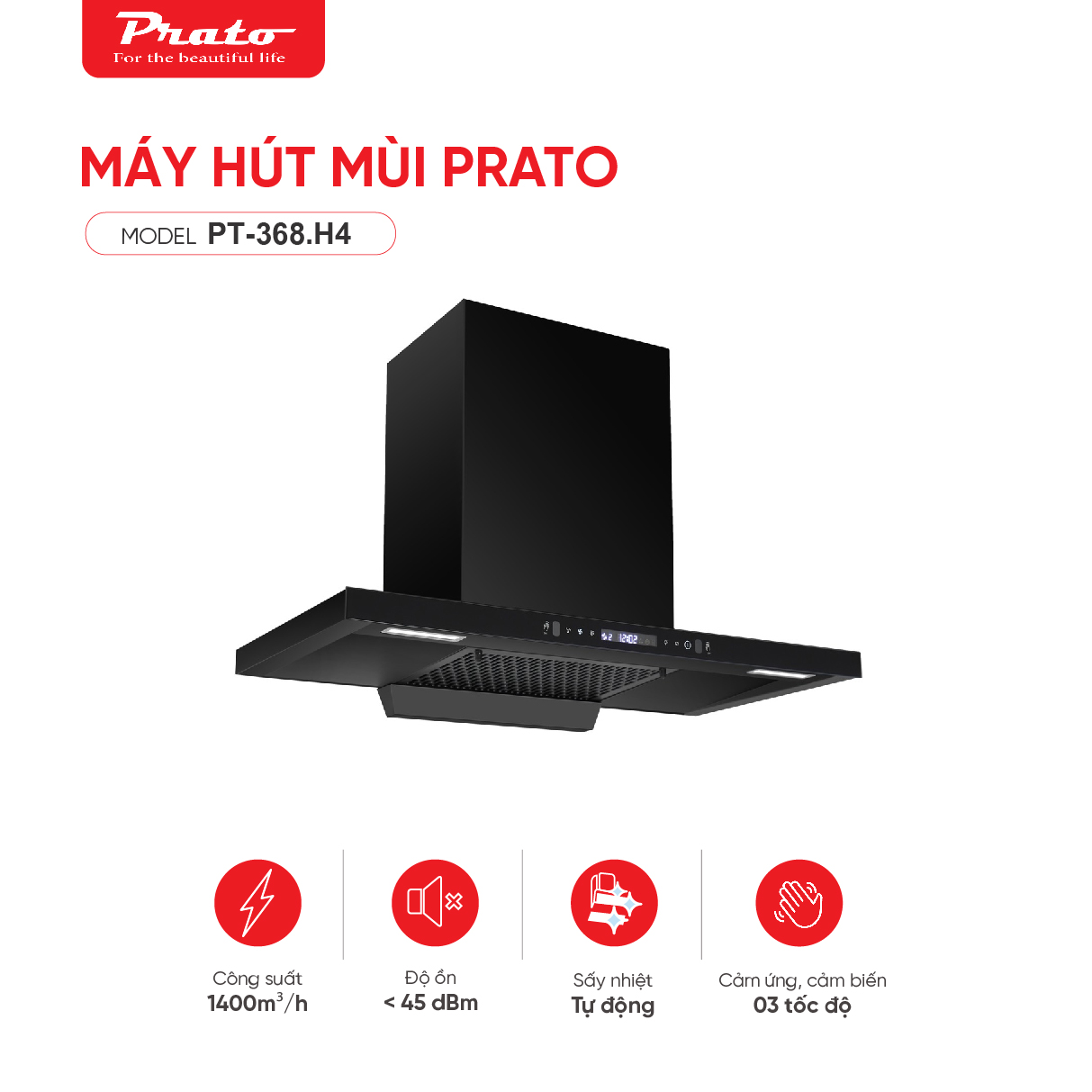 Máy hút mùi chữ T Model: PT-368.H4 (Kính 90cm)